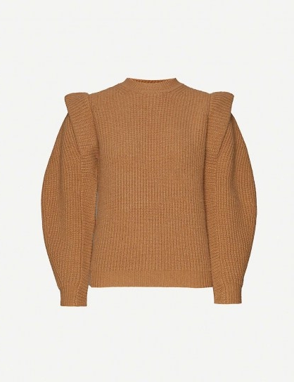 ISABEL MARANT Bolton cashmere and wool-blend jumper / camel structured shoulder sweater