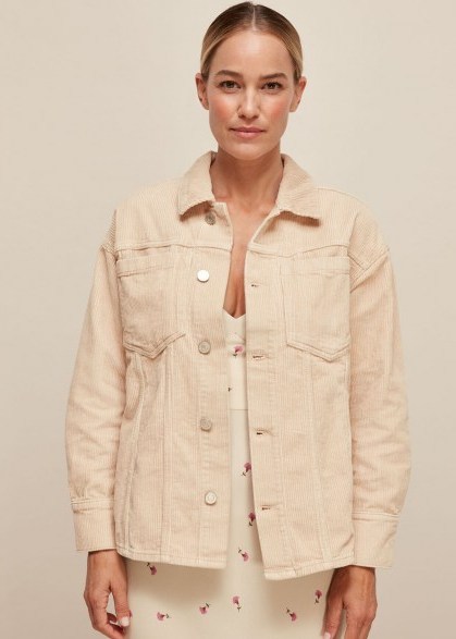 WHISTLES CORDUROY OVERSHIRT Ivory / essential casual style / curved hem over shirts - flipped