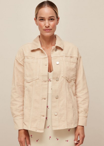 WHISTLES CORDUROY OVERSHIRT Ivory / essential casual style / curved hem over shirts