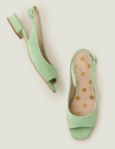 Boden Ivy Low Heel Slingbacks – Pistachio Ice / green low-heel slingback sandals - flipped