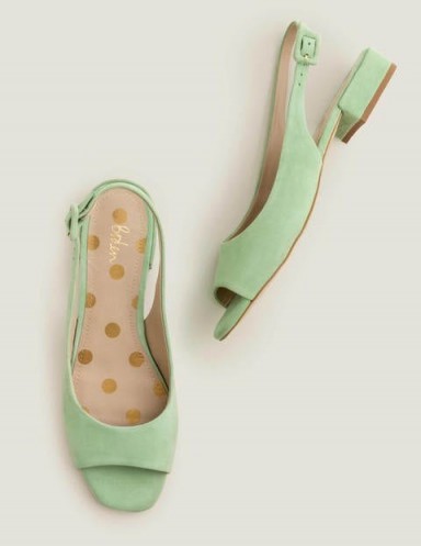 Boden Ivy Low Heel Slingbacks – Pistachio Ice / green low-heel slingback sandals