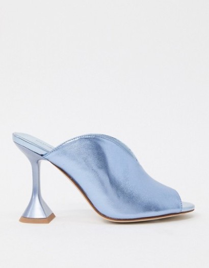 Jeffrey Campbell Vida heeled sandals in blue metallic / shiny peep toes