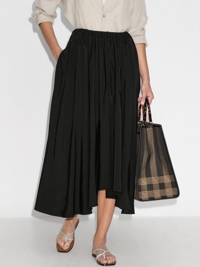 Jil Sander Nasty asymmetric pleated midi skirt ~ essential black skirts ~ wardrobe staples - flipped