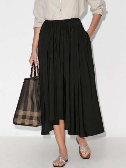 Jil Sander Nasty asymmetric pleated midi skirt ~ essential black skirts ~ wardrobe staples