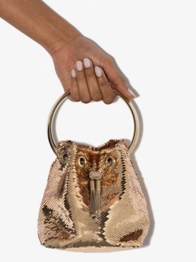 Jimmy Choo Bon Bon sequin mini bag | small gold sequinned bags - flipped