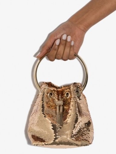 Jimmy Choo Bon Bon sequin mini bag | small gold sequinned bags