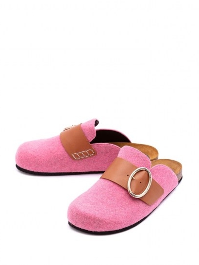 JW Anderson felt loafer mules ~ pink slip-on shoes