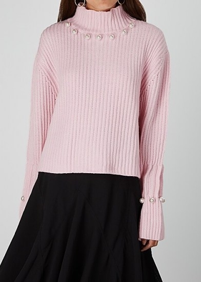 JW ANDERSON Pink embellished wool-blend jumper | luxe high neck knits