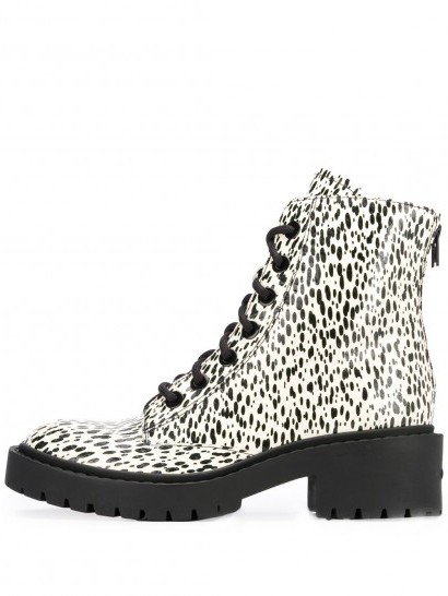 Kenzo paint-splatter 55mm ankle boots / black and white lace up boot