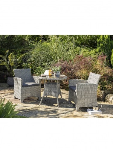 John Lewis – KETTLER Palma 2-Seater Round Garden Bistro Table & Chairs Set, White Wash