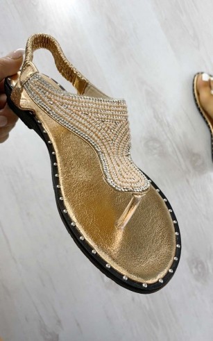 ikrush Khloe Diamante Embellished Sandals in Champagne