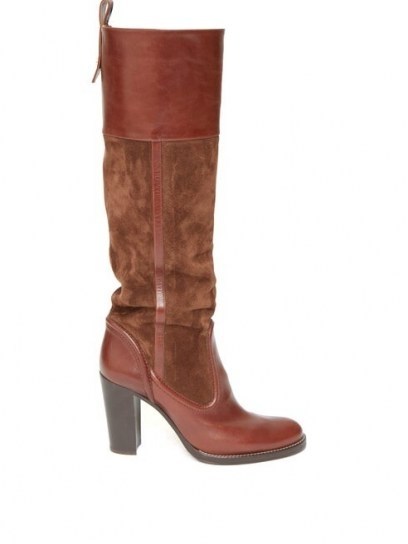 CHLOÉ Knee-high leather and suede boots ~ luxury brown boots - flipped
