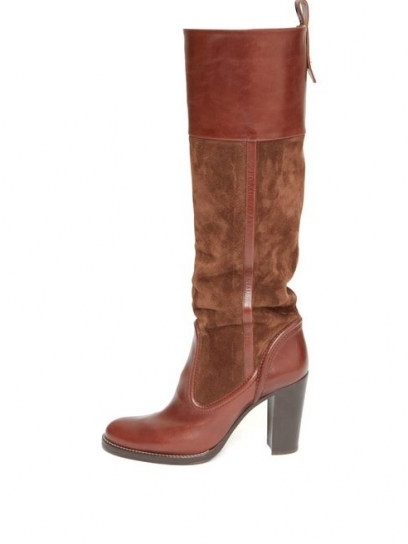 CHLOÉ Knee-high leather and suede boots ~ luxury brown boots