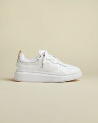 TED BAKER TALLEE Leather platform trainers – white branded trainer