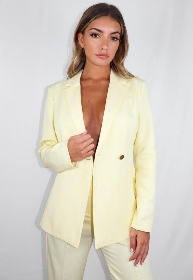 missguided lemon co ord skinny fit blazer – summer jacket - flipped