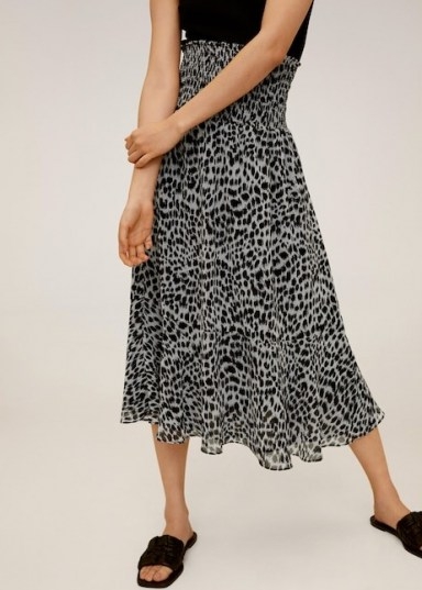 MANGO IRENE Leopard midi skirt | smocked waist skirts