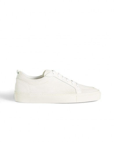 JIGSAW LINA LEATHER SUEDE MIX TRAINER / white low top trainers - flipped