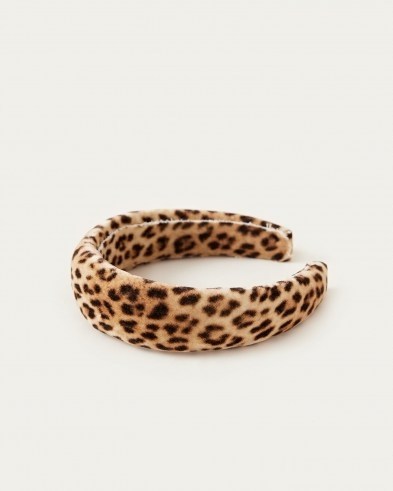 LOEFFLER RANDALL Bette Wide Band Headband Leopard | glamorous velvet headbands - flipped