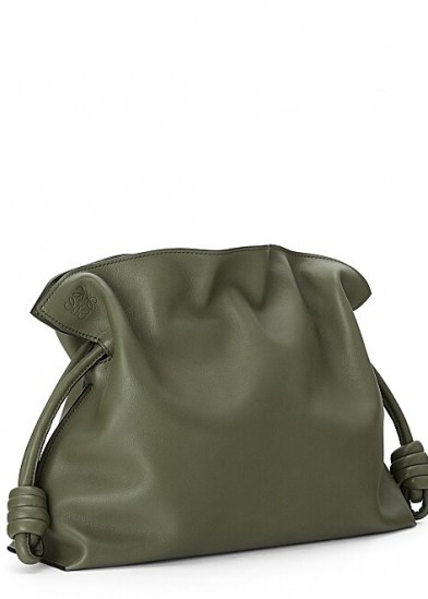 LOEWE Flamenco army green leather clutch / chic bags