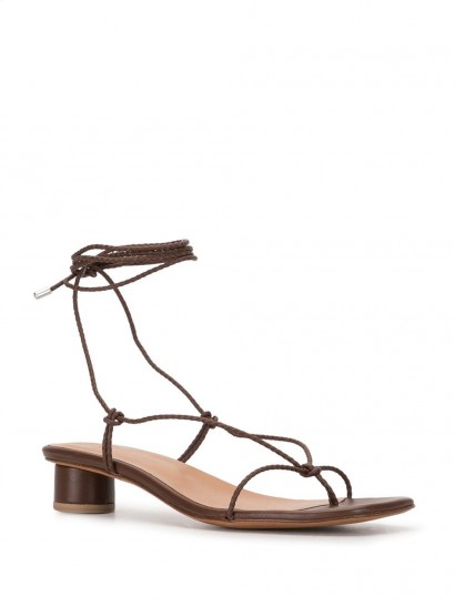 Loq Cacao Dora sandals / minimal brown leather ankle tie sandal