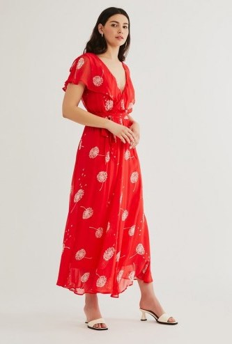 GHOST LULIE DRESS Seed Scatter / red floaty frill detail dresses - flipped
