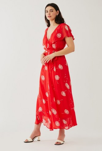 GHOST LULIE DRESS Seed Scatter / red floaty frill detail dresses