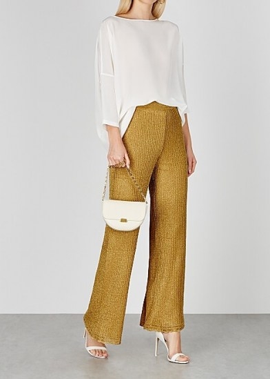 M MISSONI Gold wide-leg metallic-knit trousers / instant glamour