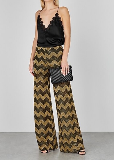 M MISSONI Zigzag wide-leg metallic-knit trousers / glamorous evening pants