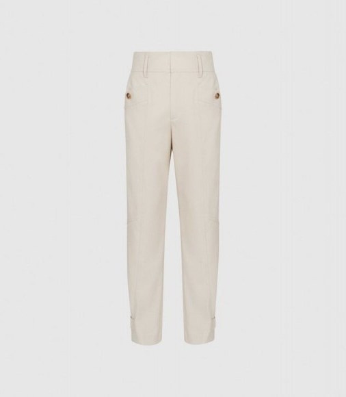 REISS MADELINE FRONT POCKET TAPERED TROUSERS NEUTRAL / smart-casual trouser - flipped