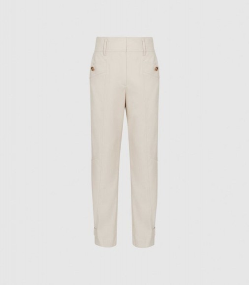 REISS MADELINE FRONT POCKET TAPERED TROUSERS NEUTRAL / smart-casual trouser
