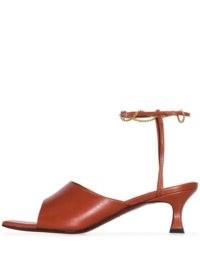 Manu Atelier Athena 50mm leather sandals / chain-link trim ankle strap sandal / kitten heels