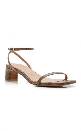 LoQ Marina Snake-Effect Leather Sandals ~ reptile print barely-there low heels - flipped
