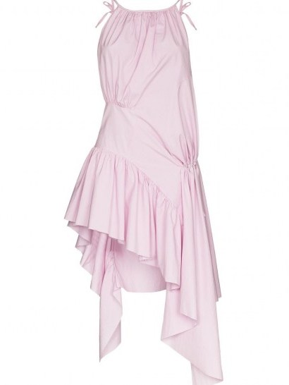 Marques’Almeida gathered asymmetric dress ~ organic cotton fashion ~ skinny strap draped-hem dresses - flipped