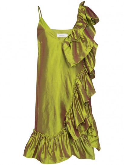 Marques’Almeida ruffled metallic silk dress ~ chartreuse dresses