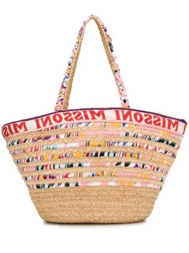 Missoni Mare logo trim tote bag / natural cane summer bags / beach accessory - flipped