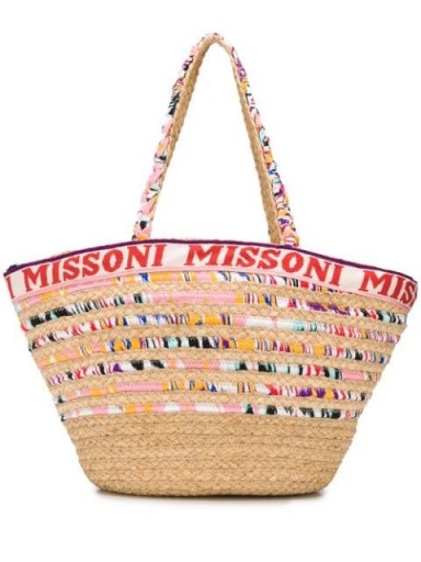 Missoni Mare logo trim tote bag / natural cane summer bags / beach accessory