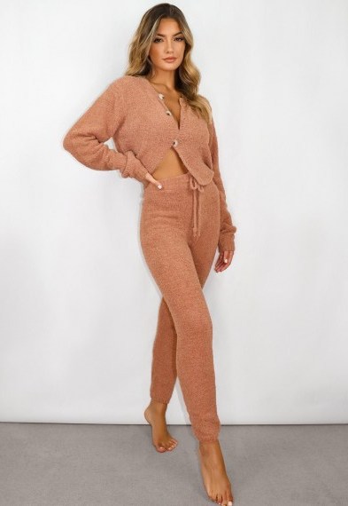 MISSGUIDED mocha co ord soft touch knitted joggers - flipped