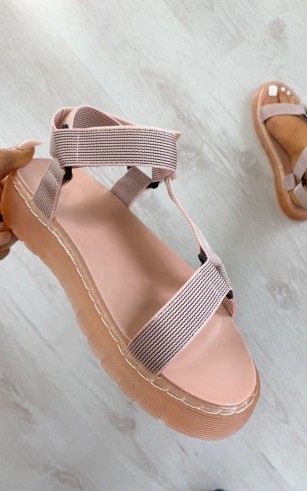 ikrush Monikh Strappy Velcro Sandals in Pink – summer flats