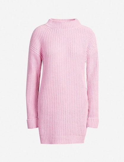 MOSCHINO Waffle-knit cashmere and virgin wool-blend jumper / pink longline jumpers