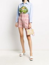 MSGM check-pattern high-waisted shorts / pink and white vintage look short