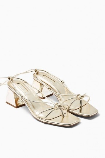 TOPSHOP NIKITA Gold Strap Sandals / strappy metallic block heel sandal