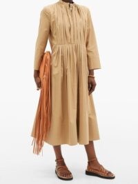 JIL SANDER Nikki pleated cotton shirt dress ~ front pleat dresses