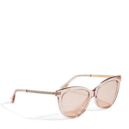 JIMMY CHOO AXELLE Nude Acetate and Copper Gold Metal Cat Eye Sunglasses with Mirror Lenses | chic vintage look eyewear