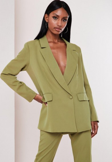 MISSGUIDED olive co ord wrap front oversized blazer