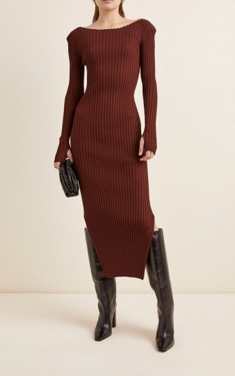 Toteme Orville Rib-Knit Midi Dress ~ contemporary ribbed dresses