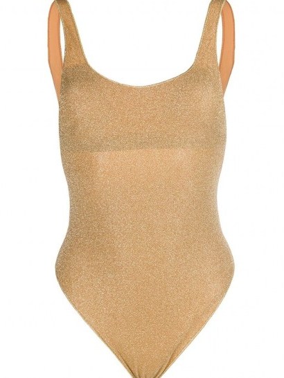 Oséree Lumière Sporty Maillot swimsuit / gold-tone glitter swimsuits - flipped