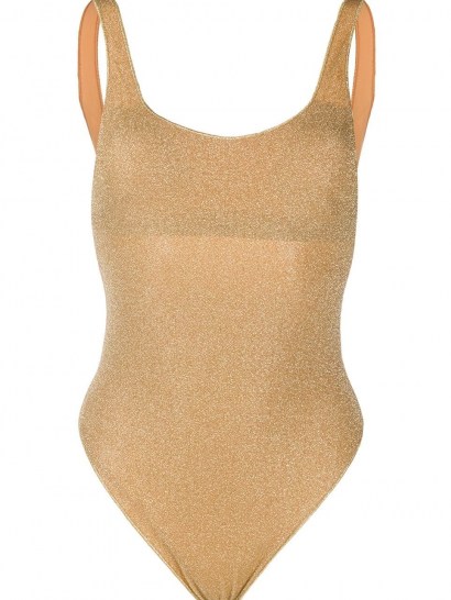 Oséree Lumière Sporty Maillot swimsuit / gold-tone glitter swimsuits