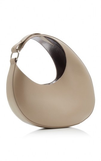 Carolina Santo Domingo Ostra Leather Top Handle Bag | grey round sculpted handbag - flipped