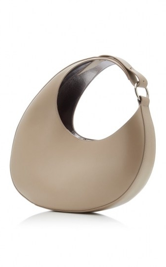 Carolina Santo Domingo Ostra Leather Top Handle Bag | grey round sculpted handbag