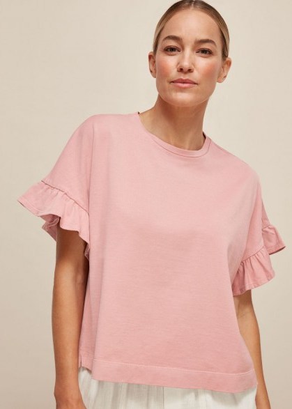 WHISTLES COTTON FRILL TSHIRT Pale Pink / casual essentials / feminine T-shirts - flipped